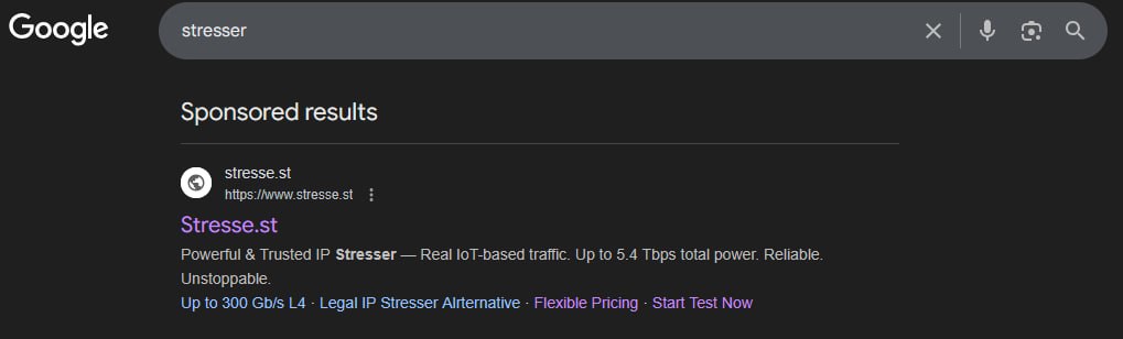 Google Ads sponsored result — stresse.st